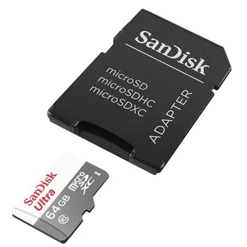 

Microsd card xc i + adapter sandisk ultra-64gb-class 10 - 48 mb/s