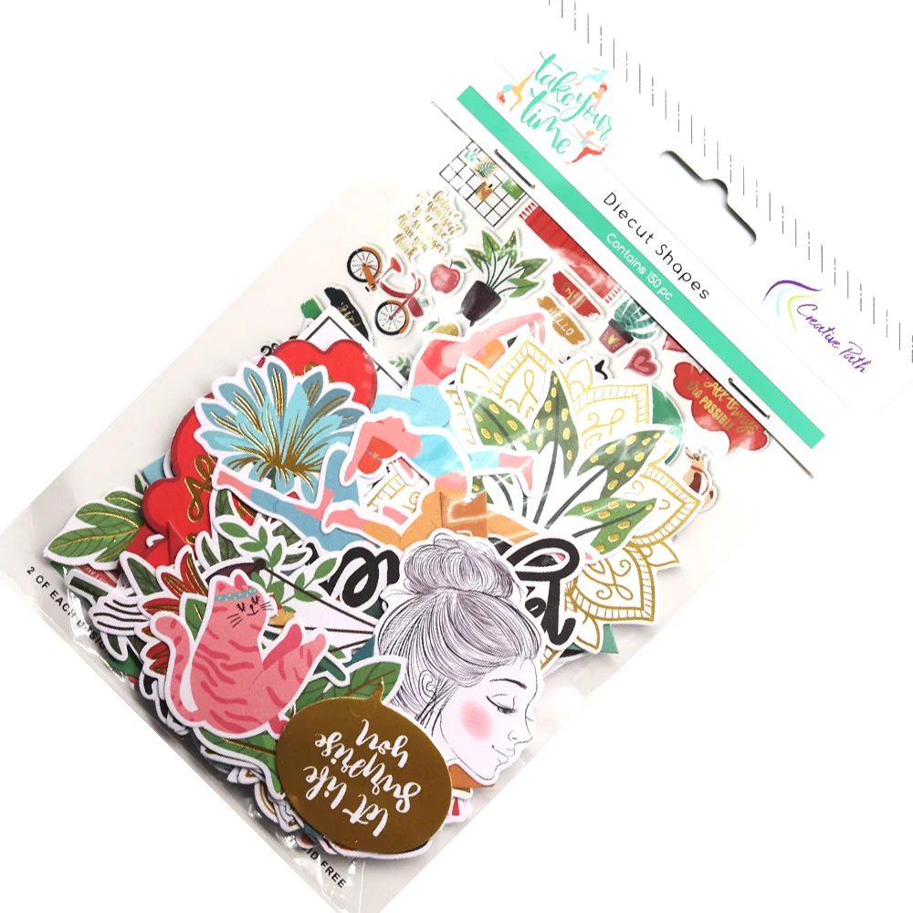 Creative Path 150 Stück Gesunde, entspannende Scrapbooking-Stanzformen, Ephemera, Yoga, Damen, Katzen, Papierstanzformen für Journaling und Basteln – Detail 13
