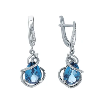 

Silver earrings with Topaz and cubic zirconia sunlight sample 925 test