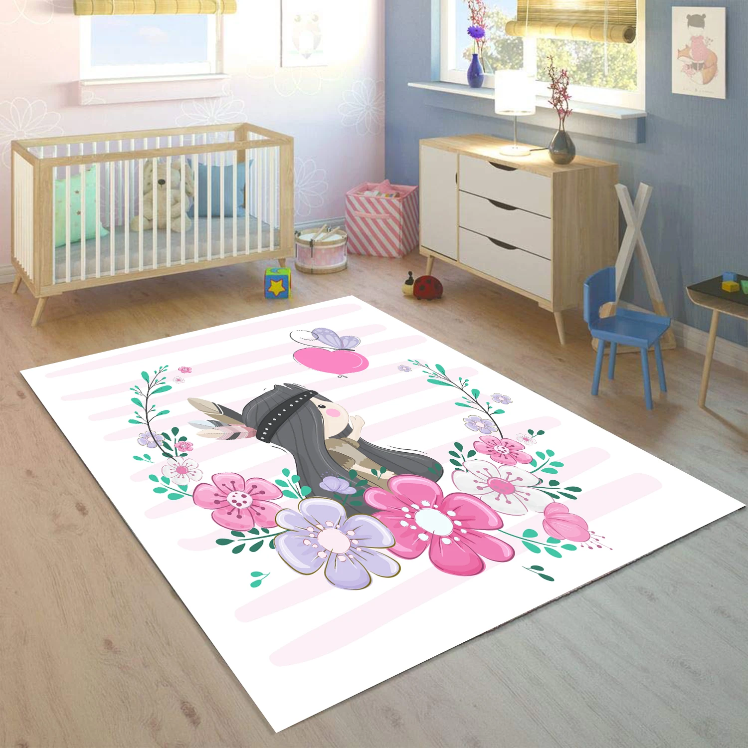 Else розовый цветочный цветок на богемном девушка 3d принт нескользящие микрофибры детская комната декоративные области ковер детский коврик