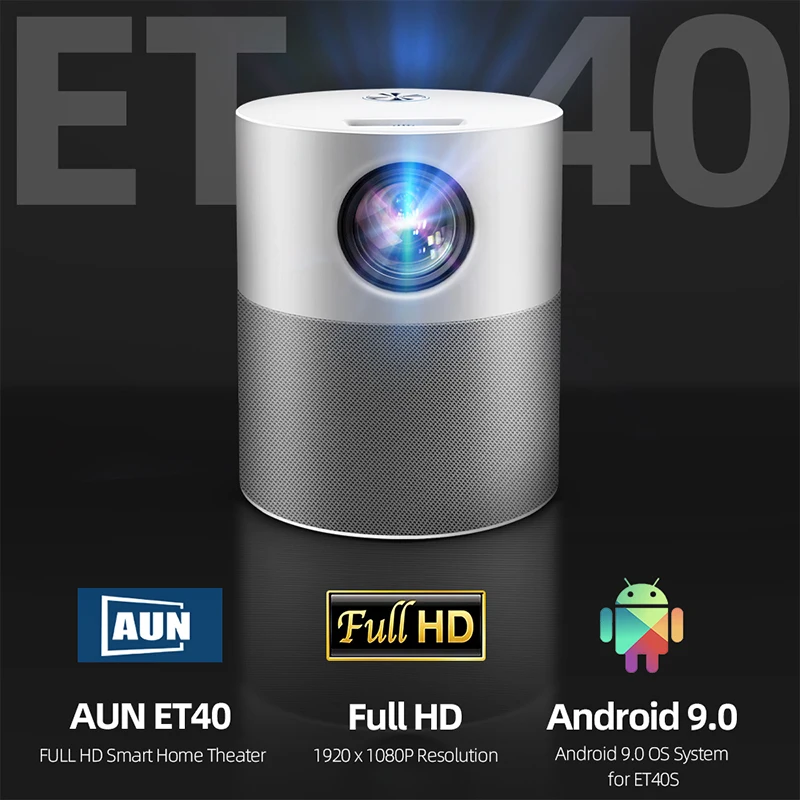 AUN ET40 LED Projector Full HD 1080P Android 9 Beamer Movie MINI Projector 4k Decoding Video Projector for Home Theater Cinema cheap projector