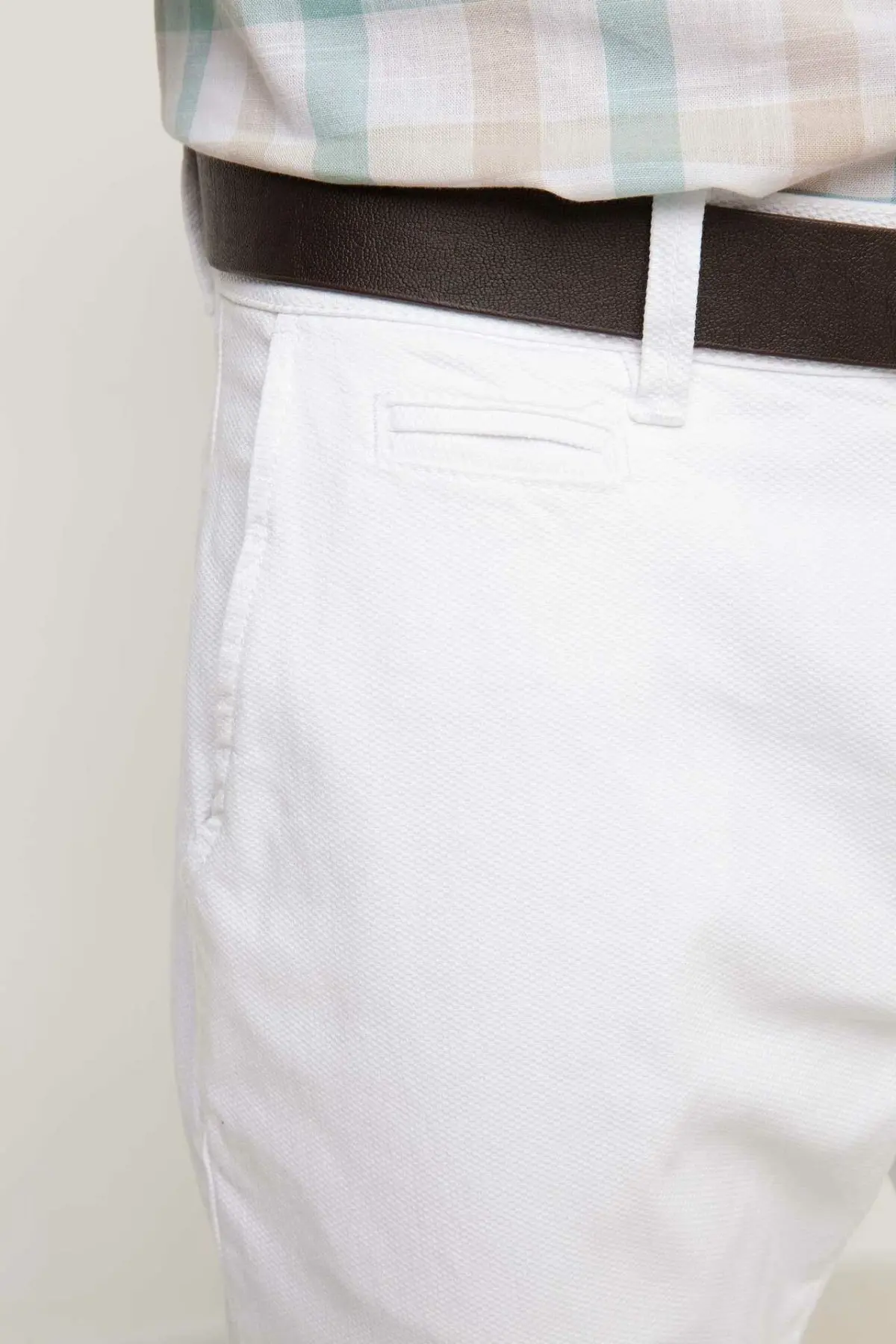 DeFacto Fashion Men White Cotton Straight Trousers High Quality Casual Pure Color Long Pants For Men's New- G8954AZ17HS