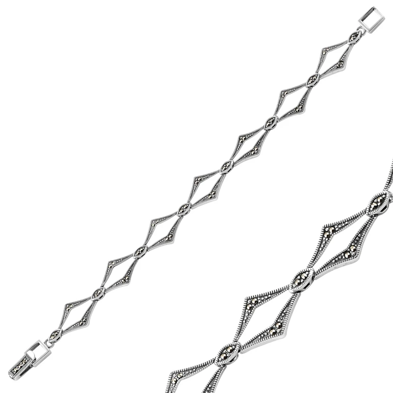 Серебряный 925 пробы Браслет из марказита