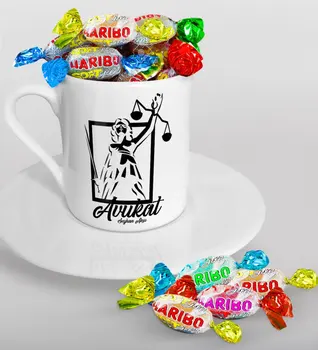 

Personalized Attorney Turkish coffee Cup and Haribo Candy Gift Seti-16