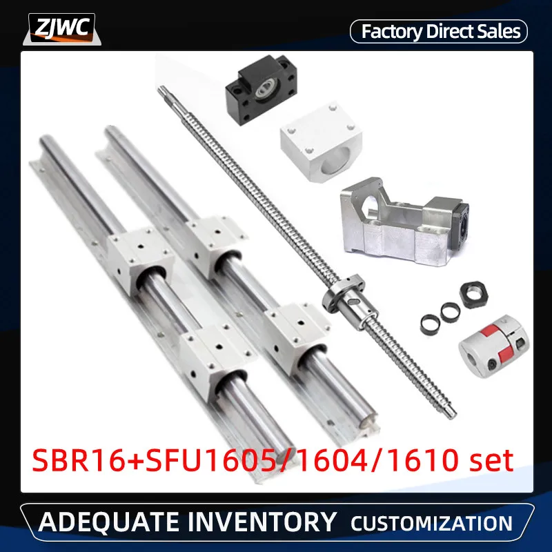 3 set SBR16 linear rail ballscrew RM1605-350/900/1150mm+BK/BF12 end bearing CNC 