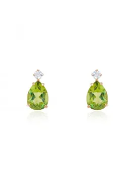 

Earrings Girl Teardrop Green Peridot and Cubic Zirconia