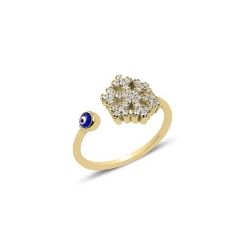 

KUTAYDAN White Zircon Stone Adjustable Tall Snowflake Ring 925 Sterling Silver