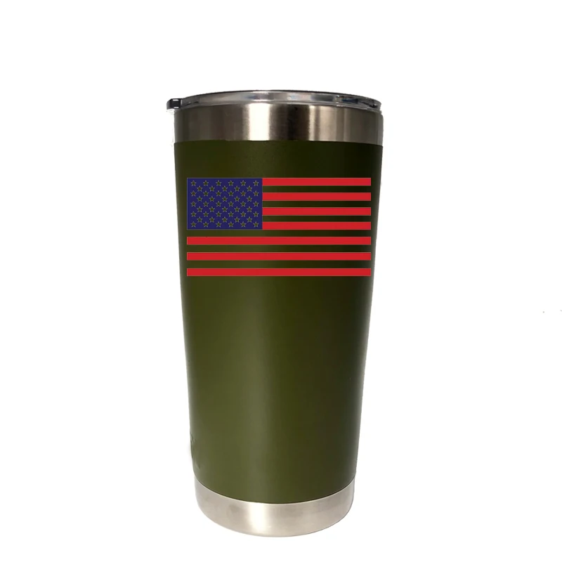 20 oz green Американский флаг 30 унций стакан дорожная Автомобильная кружка с двойными стенками Изолированная вакуумная фляжка термос из нержавеющей стали термос для воды, кофе чашка - Цвет: 20 oz green