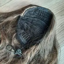 Drawstring Ponytail Hairpiece Clip-In Vigorous Black Long Synthetic Wavy 