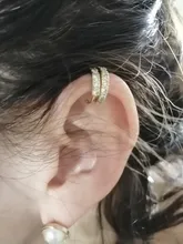 Pendiente de cristal para oreja para mujer, Color dorado, sin Piercing, pequeño, para boda, boda