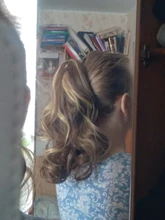 Extensiones de Cabello para mujer, coletas con ondas, 14 pulgadas, pelo sintético Rubio, extensión Natural