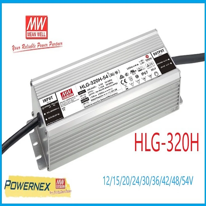 Бренд MEAN WELL представляет оригинальный HLG-320H-12/15/20/24/30/36/42/48/54в один Выход