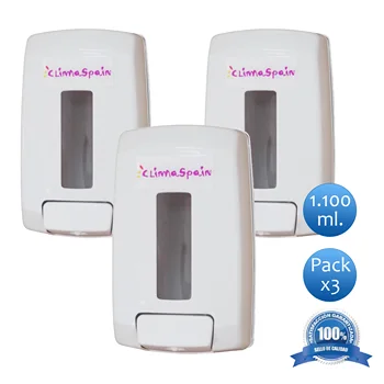 

ClimaSpain - Pack x 3 Manual hydroalcoholic Gel dispenser 1' 1 L, White