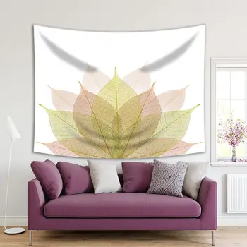 

Tapestry Fall Leaves Nature Tree Branch Minimalistic Soft Colored Artwork Printed Green Pink