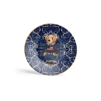 

Navy Blue White American Flag Teddy Bear Patterned 21-27 Cm Porcelain Plate