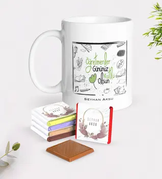 

Personalized Teachers Present-Day Happy White Mug and Chocolate Gift Seti-8