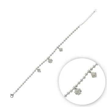 

KUTAYDAN 925 Sterling Silver Zircon Stone Charm Bracelet