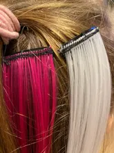 Lupu-extensiones de cabello sintético para niña, horquilla larga y lisa con un Chip en color arcoíris resaltado, para cabello falso