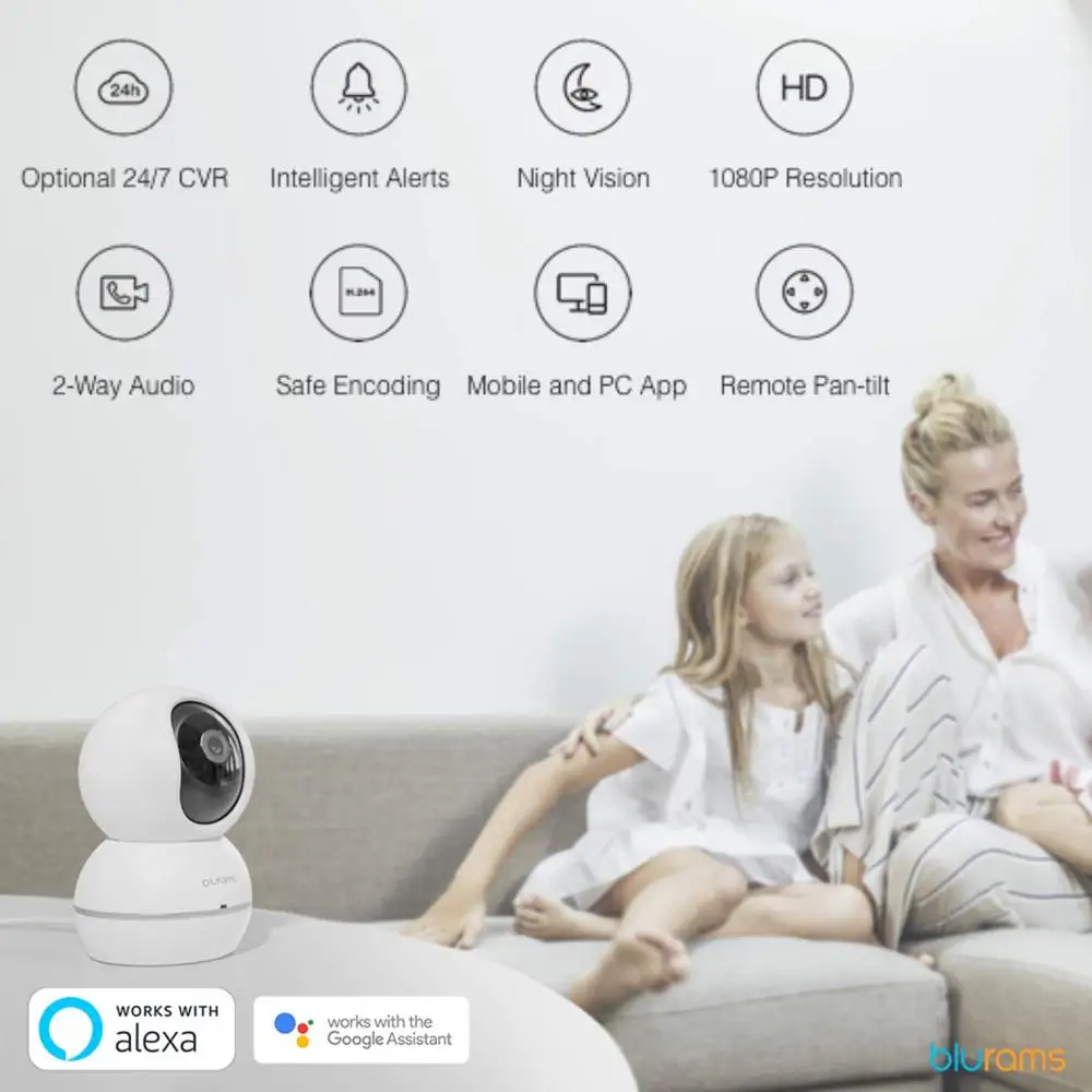  Blurams Snowman 1080p fhd Camera surveillance Dome for Hogar-WiFi Bidirecional DET. Intelligent Mot