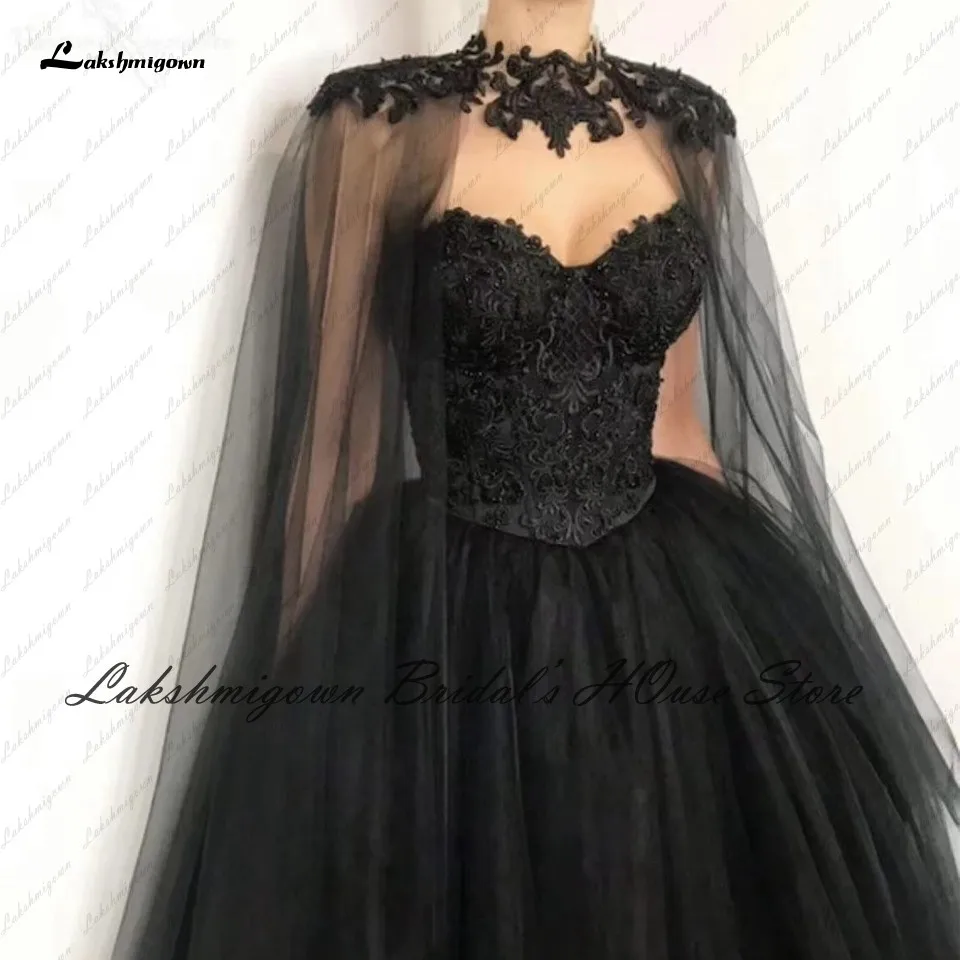 Abito da sposa nero gotico abito da sposa corsetto allacciato indietro 2022  Vestido Novia abito da sposa civile con lunghezza del pavimento del  capo|Wedding Dresses| - AliExpress