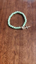 6mm Boho Natural Blue Turquoises Beads Bracelet Men Cross Pendant Black Volcanic Stone