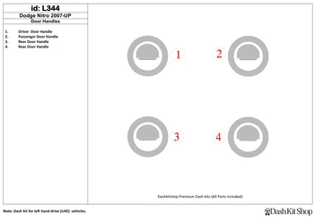 

Interior trim for Dodge Nitro 2007-UP. Set L344.