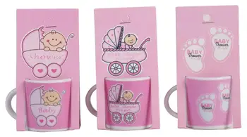 

Lot 30 Mugs Christening PINK GIRL Small In Blister gift-Details and gifts for memories of baptisms, birthday