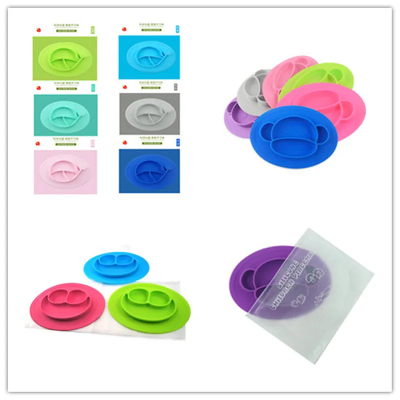 

5pcs cartoon Baby Silicone Dining Plate BPA Lovely Smile Lunch Tableware Kitchen Fruit Dish Children Feeding Dinner Plates Bowls