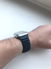 Correa de enlace de cuero para Apple watch, banda de 44mm, 40mm, 38mm, 42mm, pulsera de bucle magnético original, iWatch seires 3, 5, 4, 6 SE