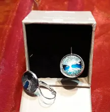 Pendientes de árbol de la vida para mujer, aretes de Color plata, pendientes de Francia para mujer, aretes con gancho para la oreja, joyería cabujón de cristal