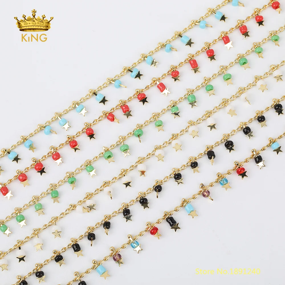 

5 метров, крошечные пластиковые бусины, цепочки для Розария, 2 мм, Пластиковые Бусины, золотая звезда, медная цепь, Звездные цепи для изготовления ювелирных изделий