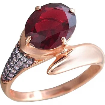 

Esthete ring with garnet and cubic zirconia silver with gilding