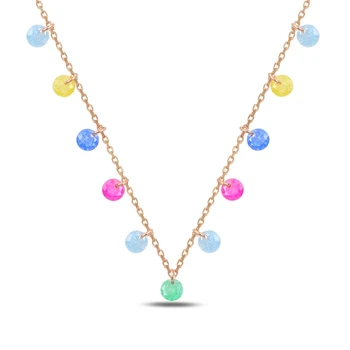 

KUTAYDAN Dangle Round Zircon Pendant 925 Sterling Silver