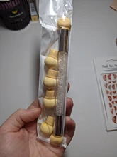 1 pincel de decoración de uñas con degradado, bolígrafo de dibujo de pintura con 4 cabezales de esponja de repuesto, herramienta de manicura con mango de diamante de imitación de doble extremo NB14 #