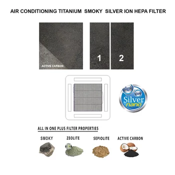 

Hall and Ceiling Commercial Air Conditioning Hepa Filter + Carbon Block filter Titanium Smoky Silver Ion Coating