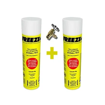 

2 bottles Refrigerant Gas Freeze 445Gr + Valve Organic Substitute R12/R134A