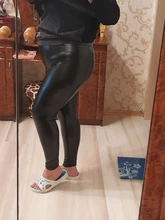 Nessaj verano negro de cuero de la PU de Mujer Pantalones de cintura alta polainas pantalones elásticos de talla grande Spandex 10% Jeggings