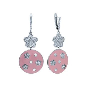 

Silver earrings with enamel and cubic zirconium sunlight sample 925