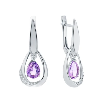

Silver earrings with amethyst and cubic zirconia sunlight sample 925