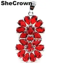39x19 мм SheCrown создан красный кровяной Рубин женская свадебная серебряная подвеска