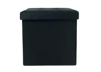 

Ottoman box padded folding pattern Velvet black color