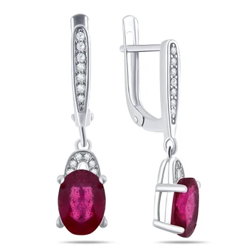 

Earrings made of silver with Ruby Nat. (h) and cubic zirconia