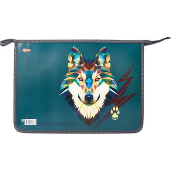 

Folder for exercise books No. 1 School Wolf A4, plastic + laminated cardboard zipper