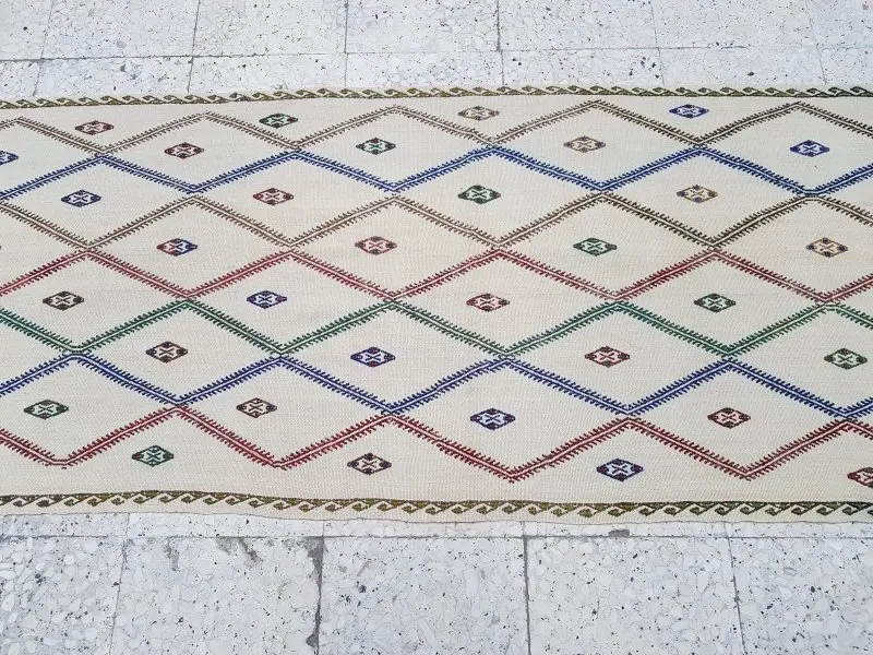 Исключительный ранний 20 век габбех Rugs Runner с алмазным узором