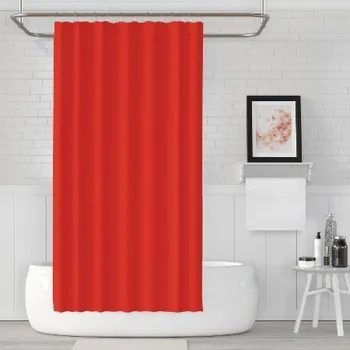 

Zethome 0010 Red Shower Curtain 180 x 200 cm Modern Design Polyester Fabric Waterproof Washable Mould (71" x 78")