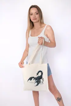 

Angemiel Bag Dark Color Scorpion Cotton Shopping Beach Tote Bag