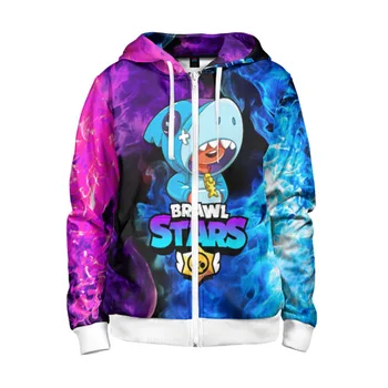 

Children's sweatshirt 3D with zipper Brawl Stars Leon shark