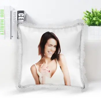 

Personalized White Frilly White Satin Pillow