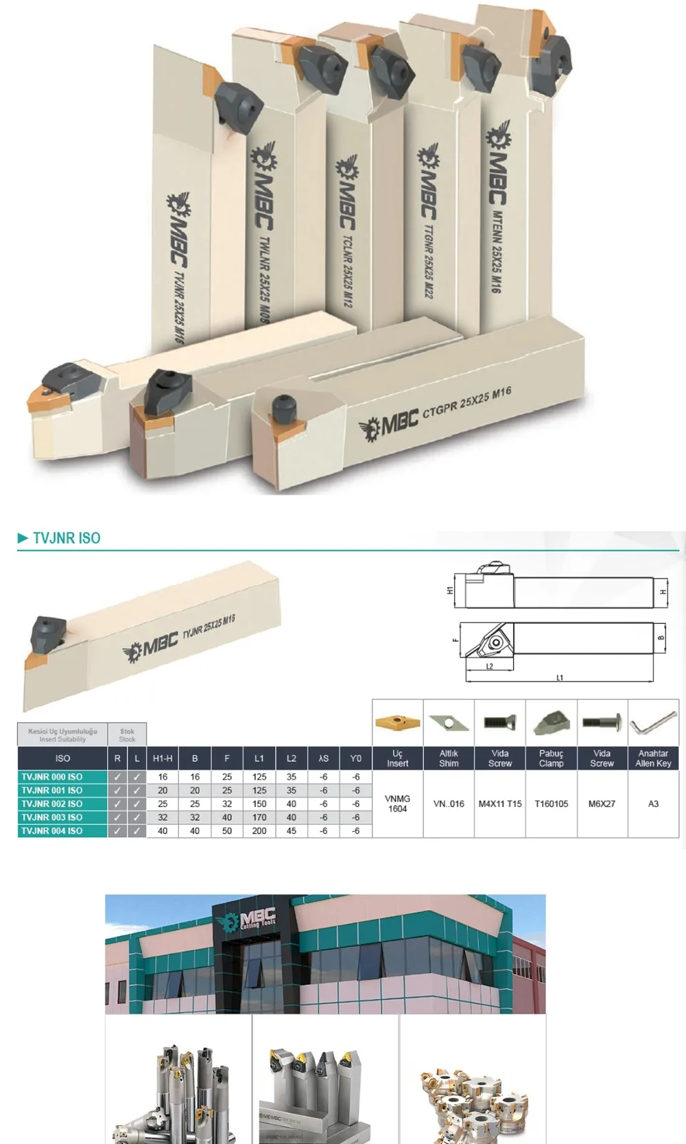 TVJNR 004 ISO T-SYSTEM EXTERNAL TURNING TOOLHOLDERS LEFT/RIGHT TVJNR 40X40 R16