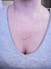 Signo del zodiaco de estrella de cartón para mujer, collares de constelación de 12, colgante de cristal dorado, collares de cadena de Gargantilla, joyería de regalo para cumpleaños
